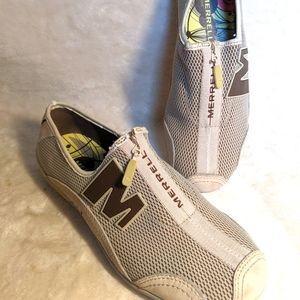 Merell Taupe Mesh Leather Athletic Comfort Shoes